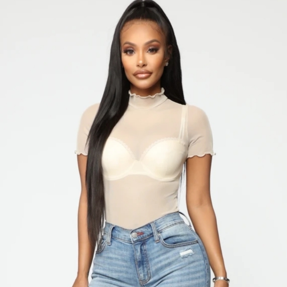 On My Time Mesh Sheer Top - TaupeXL